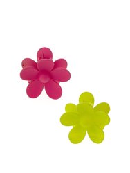Flower Power Daisy Hair Claw Set - Green/Pink Acrylic