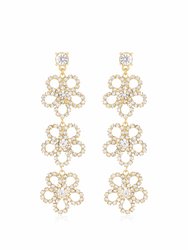 Flower Power Triple Drop Earrings - Gold