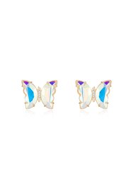 Flutter Away Crystal 18k Gold Plated Earrings - Clear
