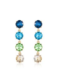 Four The Money 18k Gold Plated Earrings - Blue Mixed Crystals