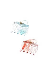Full Hearts Clear Hair Claw Set - Blue/Pink Acrylic