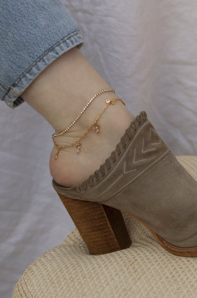 Giovanna Layered Crystal 18k Gold Plated Anklet