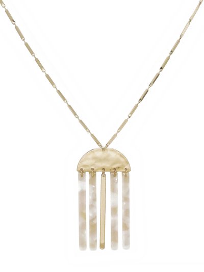 Ettika Golden Goddess Geometric Pendant 18k Gold Plated Necklace with Taupe Resin Bars product