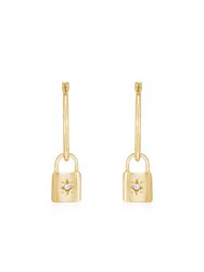 Golden Hoop 18k Gold Plated Earrings with Star Lock Charm