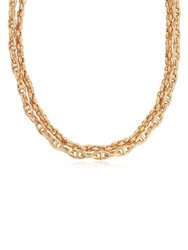 Golden Rays Linked Chain 18k Gold Plated Necklace Set - Gold