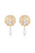 Golden Seashell Pearl Drop 18k Gold Plated Earrings - Gold