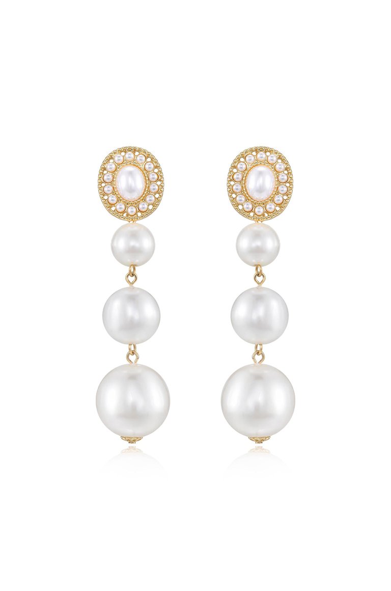 Graduating Pearl 18k Gold Plated Dangle Earrings