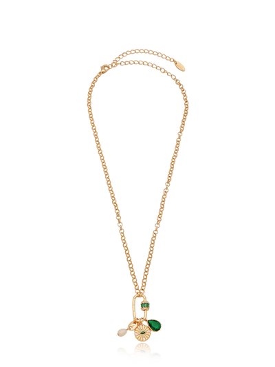 Ettika Green Queen 18k Gold Plated Crystal Charm Necklace product