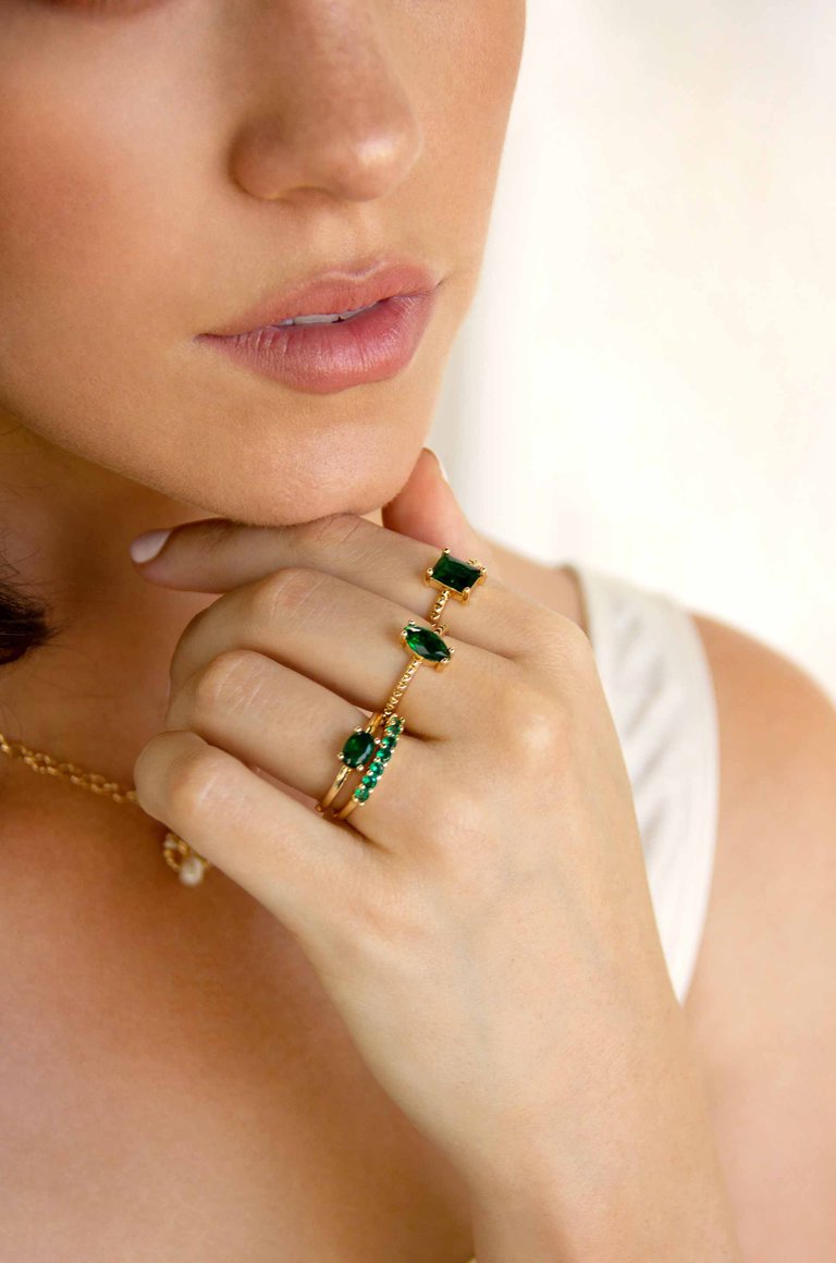 Green With Envy 18k Gold Plated Ring Set