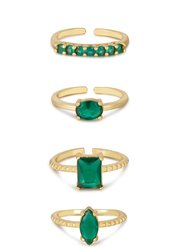 Green With Envy 18k Gold Plated Ring Set - Green