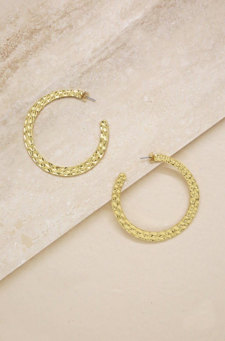 Hammered 18k Gold Plated Hoop Earrings