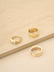 Hammered 18k Gold Plated Ring Set - Gold
