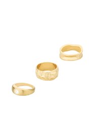 Hammered 18k Gold Plated Ring Set