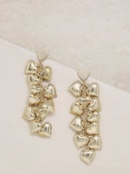 Heart Cluster 18k Gold Plated Drop Earrings - 18k Gold Plated
