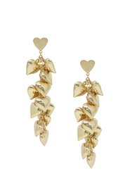 Heart Cluster 18k Gold Plated Drop Earrings