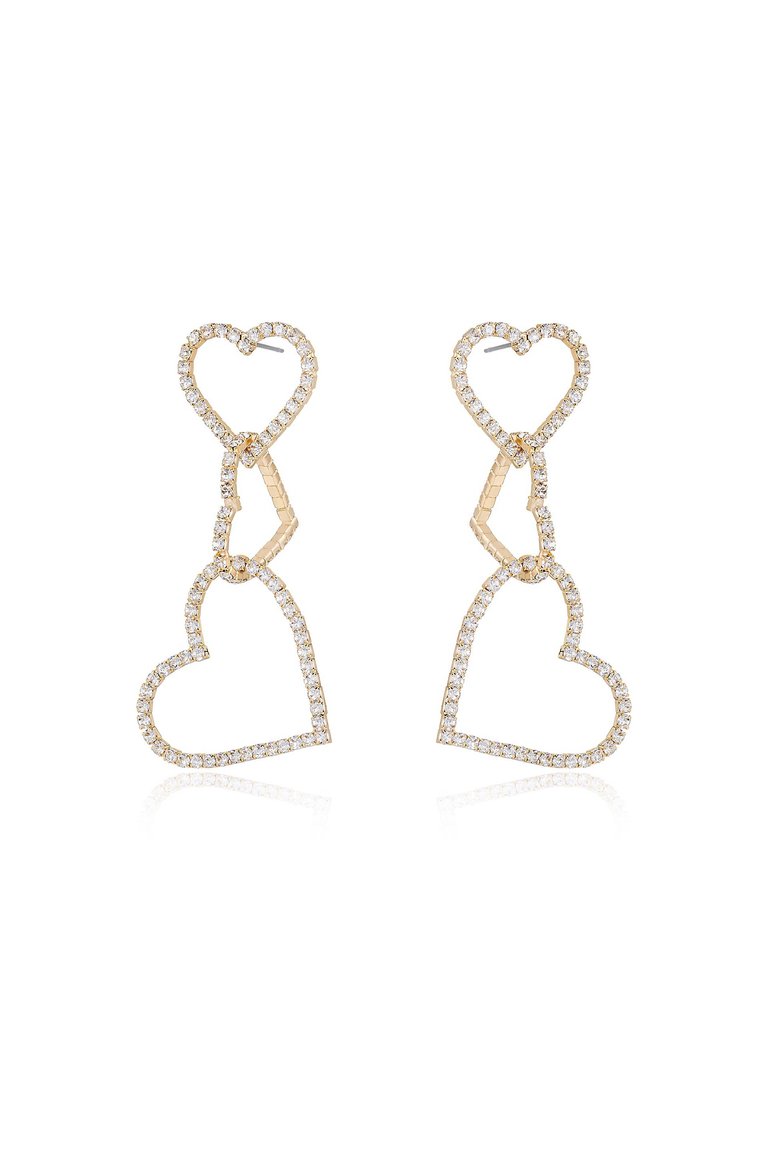 Heart On Sleeve 18k Gold Plated Crystal Earrings - 18k Gold Plated