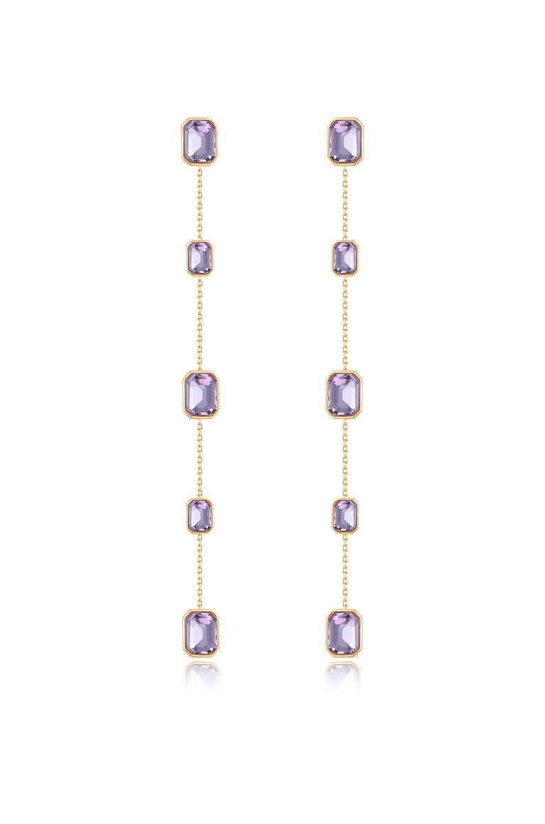 Iconic Crystal Dangle Earrings - Light Amethyst Crystals