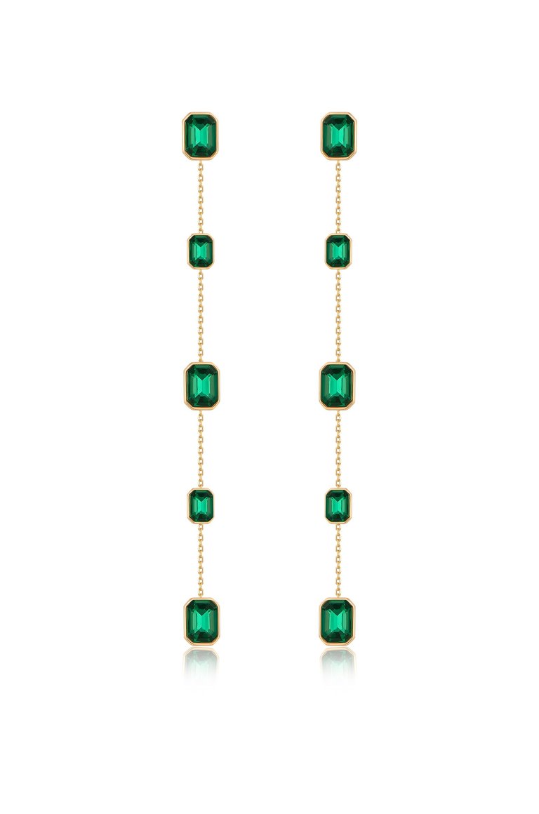 Iconic Crystal Dangle Earrings - Green Crystals