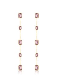 Iconic Crystal Dangle Earrings - Light Rose Crystals