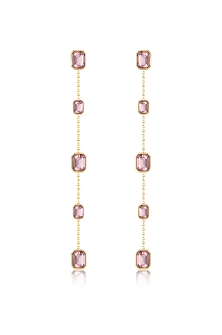 Iconic Crystal Dangle Earrings - Light Rose Crystals