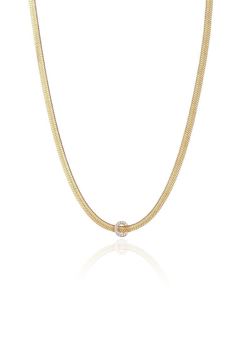 Initial Herringbone Necklace - Gold C