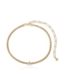 Initial Herringbone Necklace - Gold A