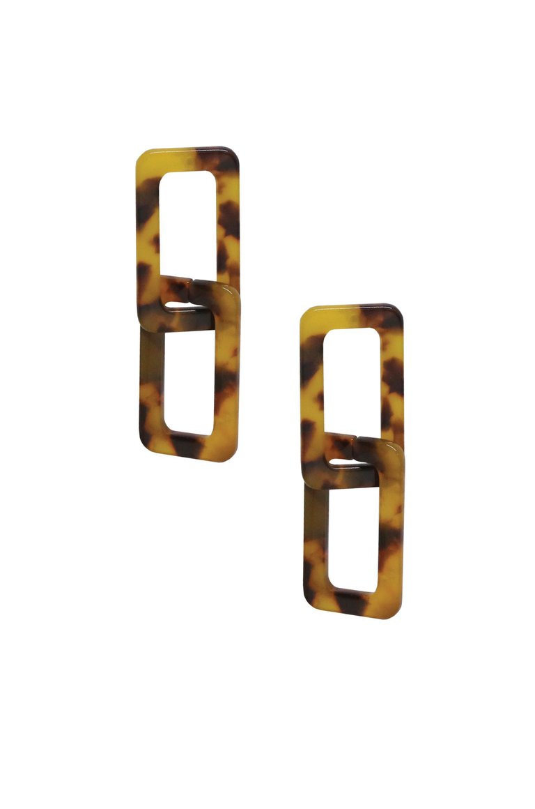 Interlocking Tortoise Resin Rectangle Earrings - Ettika