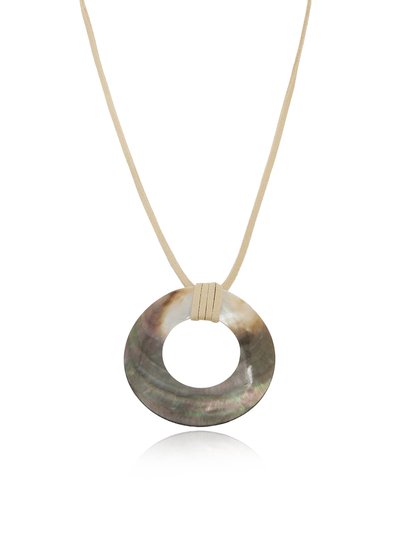 Ettika Iridescent Shell Circle Pendant Adjustable Necklace product