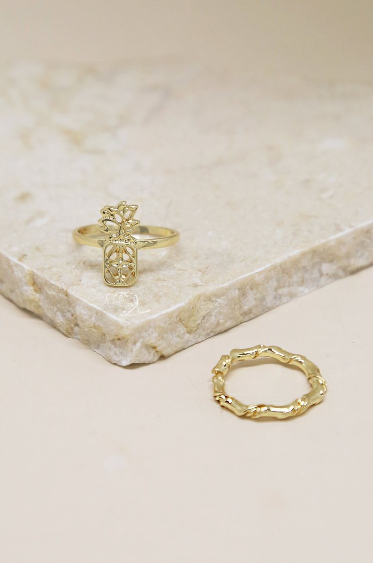 Island Vibes 18k Gold Plated Ring Set - Gold