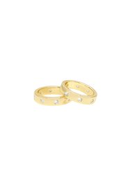 Kingsman Crystal Dotted 18k Gold Plated Band Ring Set - Gold
