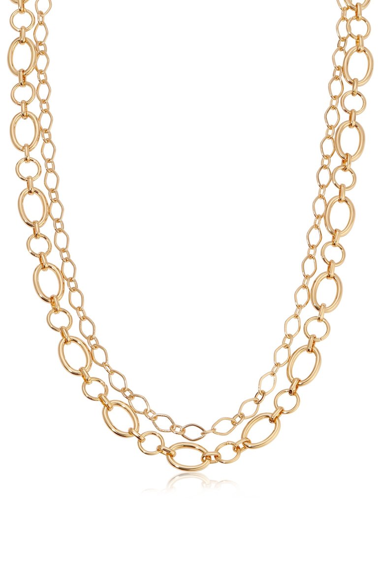 Large Links Double 18k Gold Plated Chain Necklace - 18kt Gold Plated