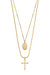 Like a Prayer Layered Cross and Coin Necklace - Gold