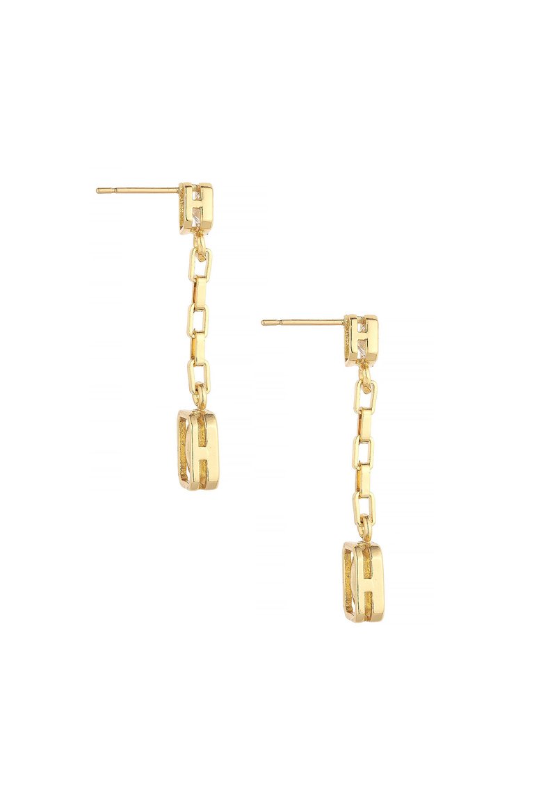 Linked Chain Crystal Dangle Earrings
