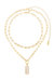 Linked Up Crystal Pendant 18k Gold Plated Layered Necklace Set