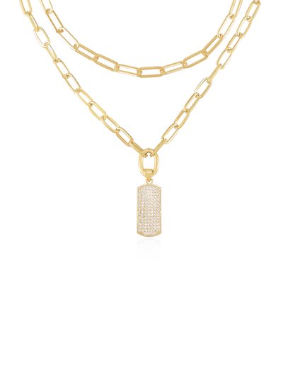 Ettika Linked Up Crystal Pendant 18k Gold Plated Layered Necklace Set product