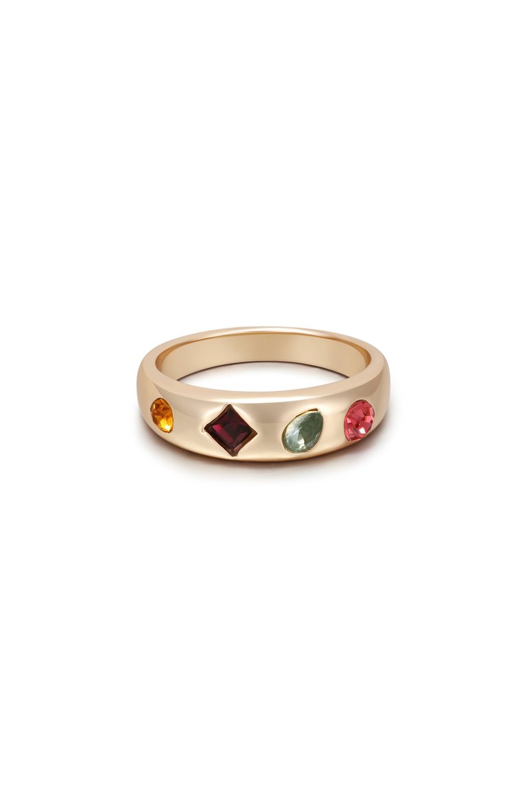 Lively Rainbow Crystal Ring - 18k Gold Plated