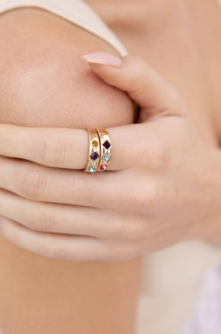 Lively Rainbow Crystal Ring