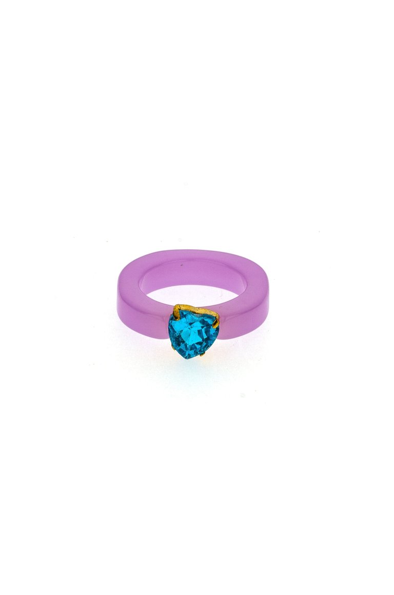 Lovely Resin Crystal Heart Ring - Pink
