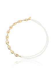 Meet Me Halfway Pearl And 18k Gold Plated Chain Link Necklace - Gold / White