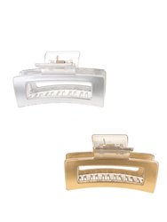 Metallic Rectangle Claw Clip Set - Gold/Silver