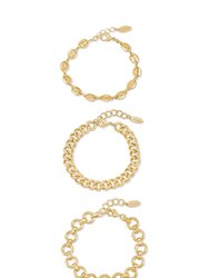 Might & Chain 18kt Gold Plated Bracelet Set - Gold