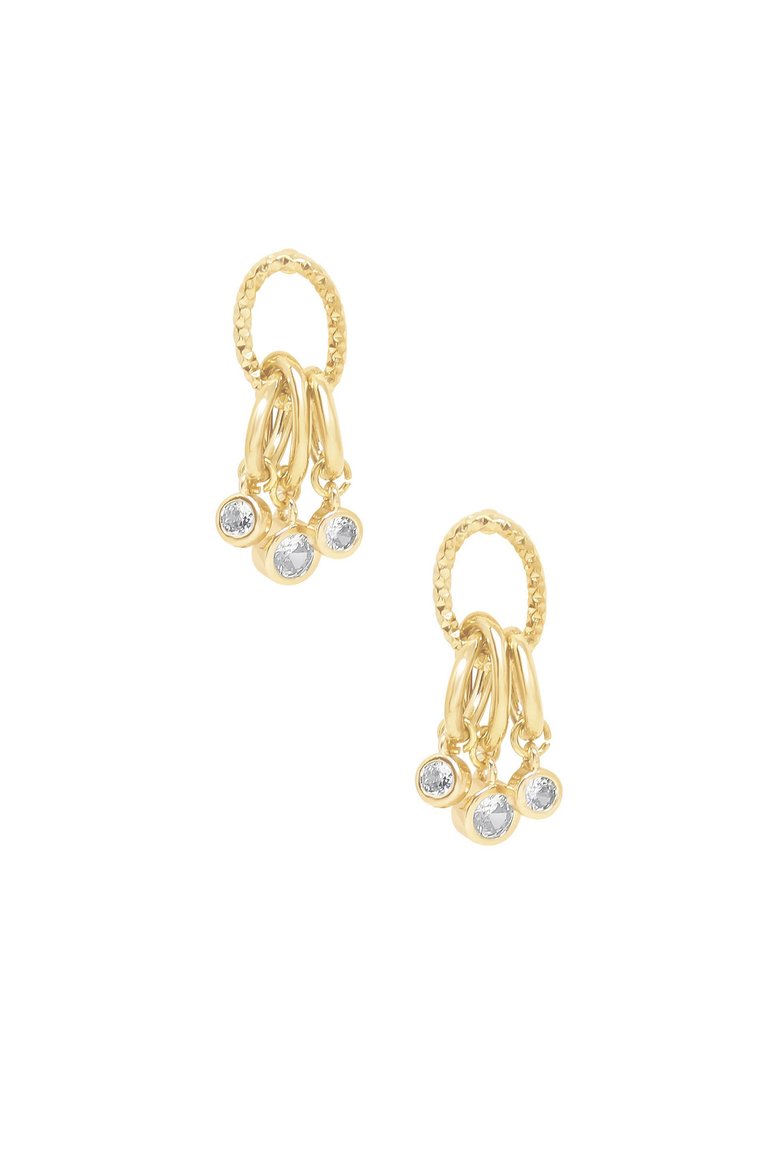 Mini Crystal Jingle Dangle 18k Gold Plated Earrings - Gold