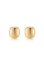 Minimal Curved Square Stud Earrings - 18k Gold Plated