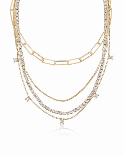 Ettika Mixed 18k Gold Plated Chain and Crystal Necklace Set product