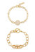 Mixed Crystal Disc & 18k Gold Plated Link Chain Bracelet Set - Gold