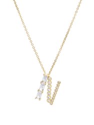 Mixed Crystal Initial 18K Gold Plated Necklace - Gold