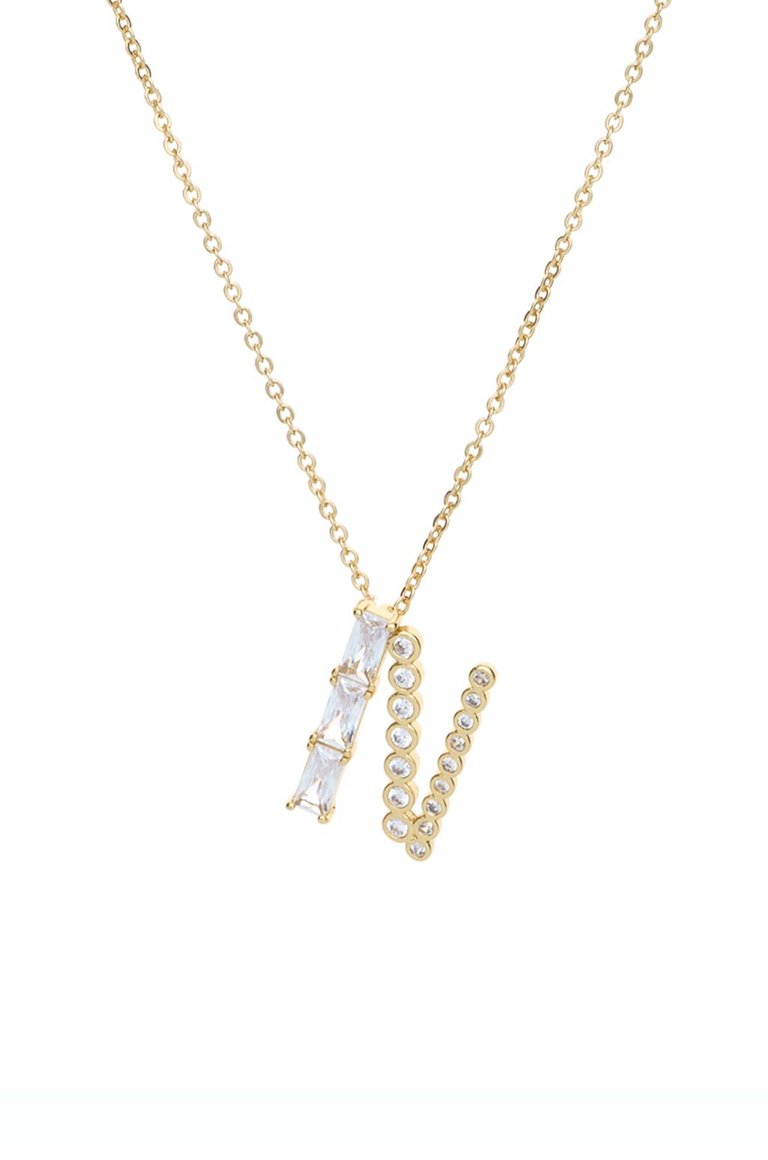 Mixed Crystal Initial 18K Gold Plated Necklace - Gold