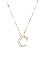Mixed Crystal Initial 18K Gold Plated Necklace - Gold