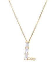 Mixed Crystal Initial 18K Gold Plated Necklace - Gold