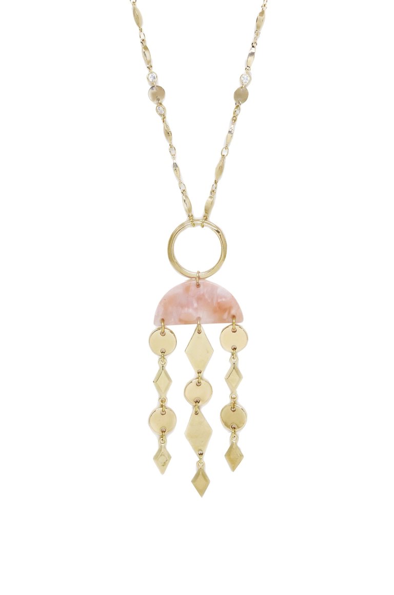 Mixed Geo Resin and 18k Gold Plated Necklace - Pink